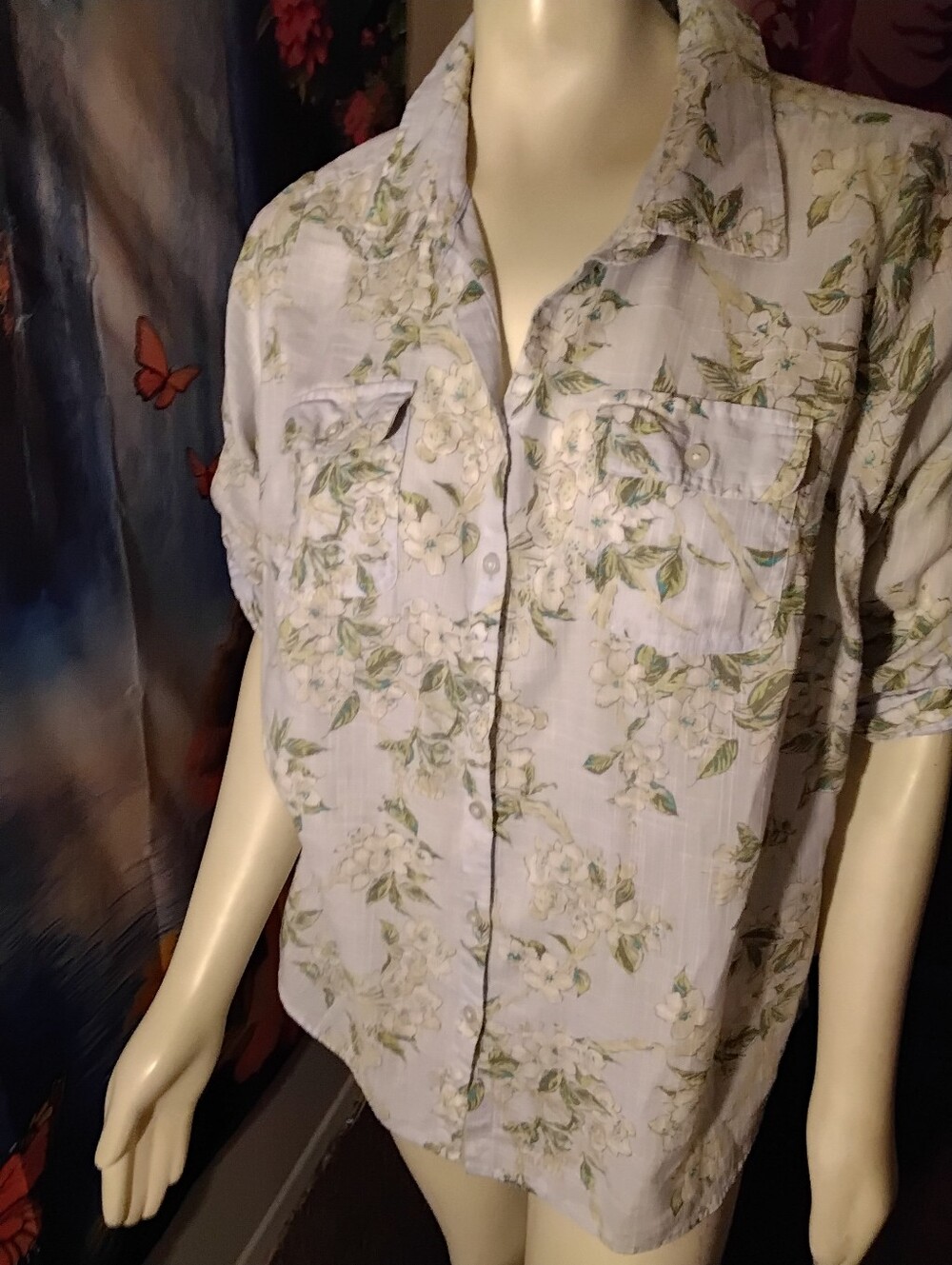 Croft & Barrow Floral Breathable 100% Cotton women’s SZ 1X XL blouse top Shirt
